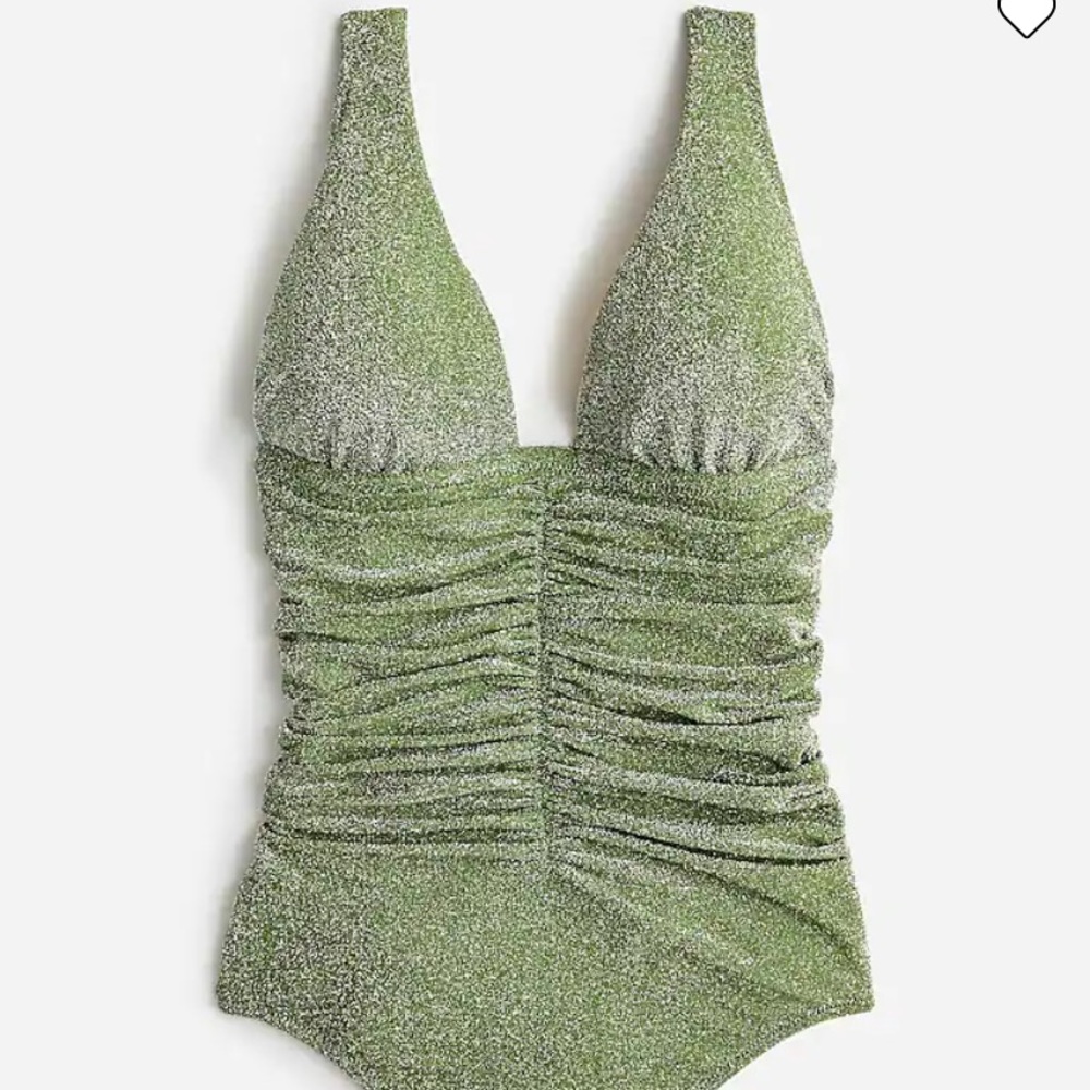 J.CREW Sparkle ruched plunge one-piece